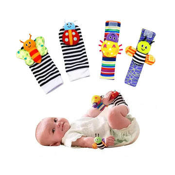 Baby Rattle Socks & Wrist Strap Set – Soft Animal Toys for 0–12 Months