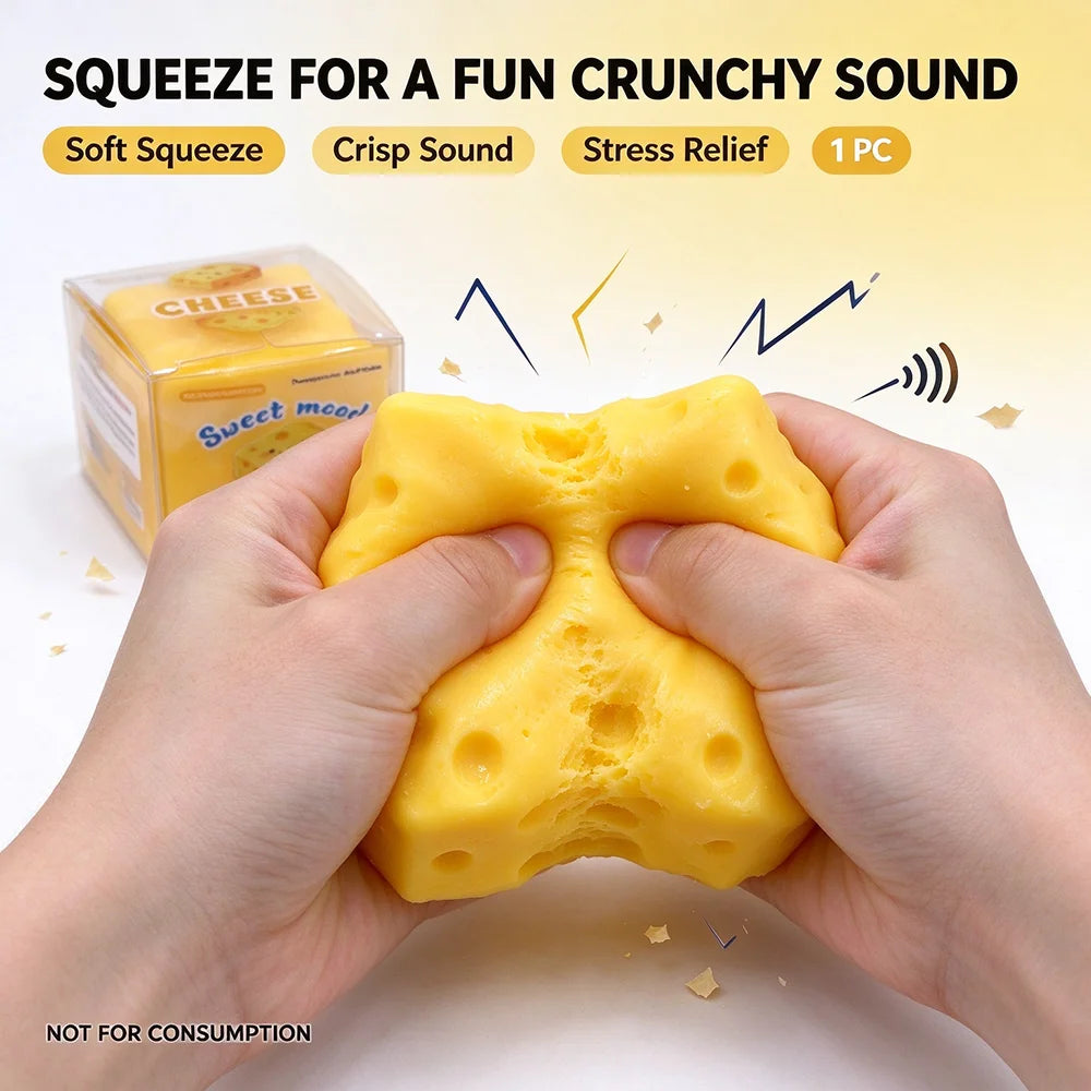 High Quality Simulation Cheese Building Block Squeeze Toy Slow Rising Stress Relief Sensory Fidget Toy for Kids Friends Students Christmas Halloween Party Birthday Gift Goodies