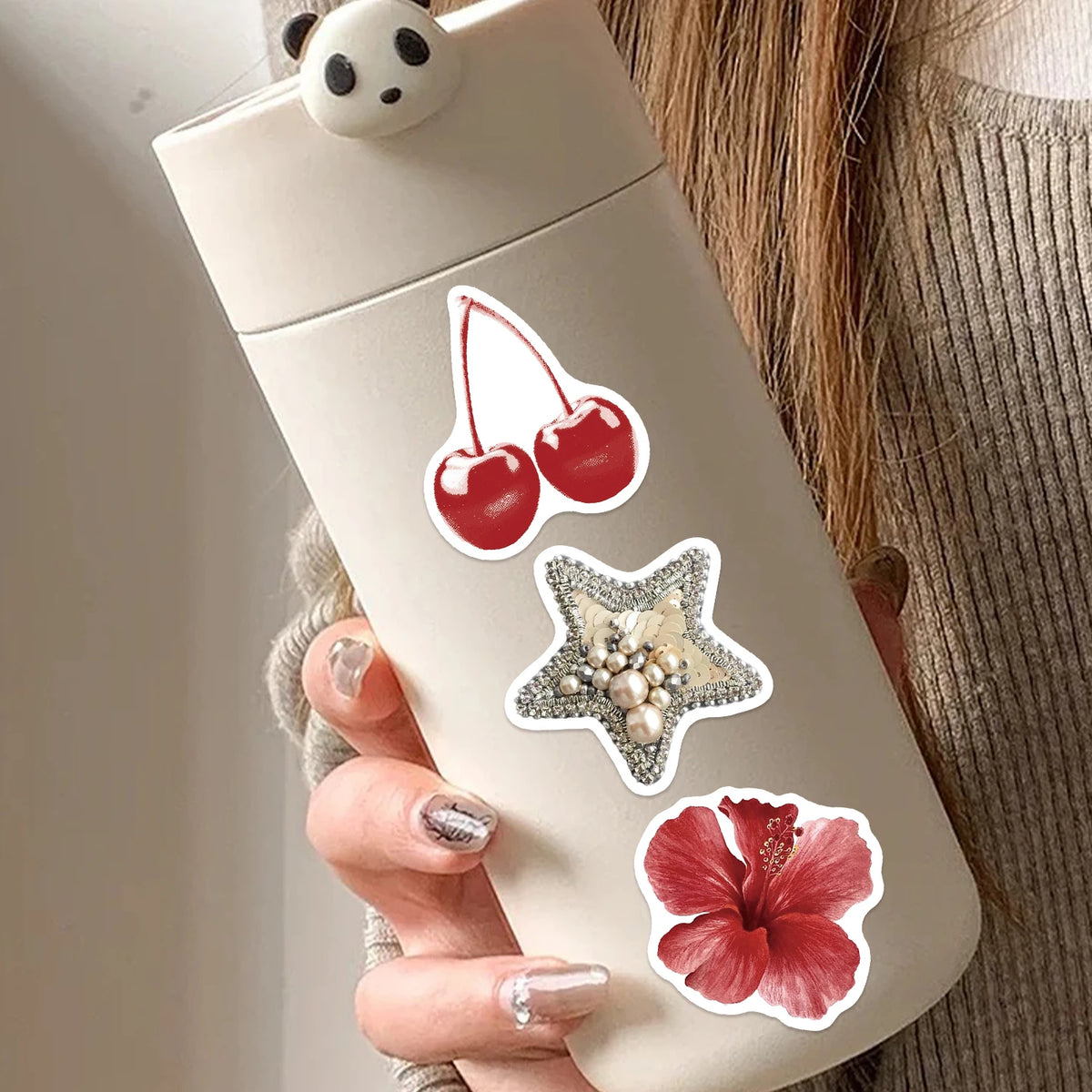 50/100PCS Gold&Red Y2k Stickers Lucky Girls DIY Stickers Scrapbooking Phone Luggage Skateboard Waterproof Coquette PVC Decals