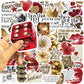 50/100PCS Gold&Red Y2k Stickers Lucky Girls DIY Stickers Scrapbooking Phone Luggage Skateboard Waterproof Coquette PVC Decals