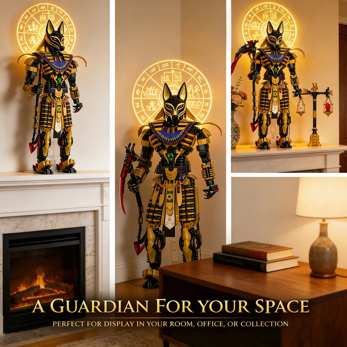 JMBricklayer 3845PCS Anubis Egyptian God LED Light Up Building Blocks Mech Model Kit Statue Display Mythology Collectible Home Decor Gift for Adults Fantasy History Halloween Christmas Birthday Ancient Afterlife Scale of Judg