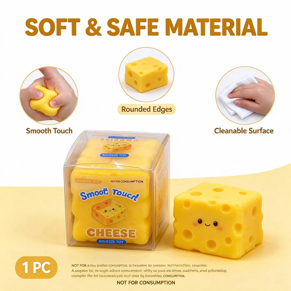 High Quality Simulation Cheese Building Block Squeeze Toy Slow Rising Stress Relief Sensory Fidget Toy for Kids Friends Students Christmas Halloween Party Birthday Gift Goodies