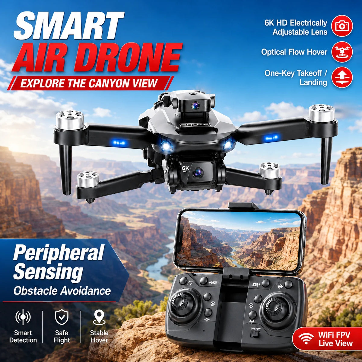 ZNLYRION Brushless Drone F196  4K Dual Camera 360° Obstacle Avoidance Optical Flow Positioning 20Mins Flight Time WIFI FPV RC Quadcopter