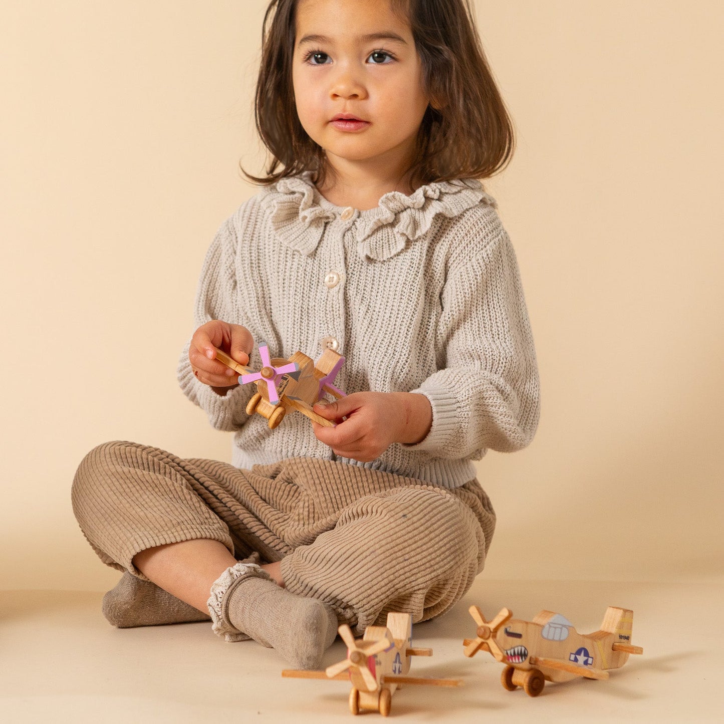 WWII Classic P-51 Mustang Wooden Toy Airplane Pink Lady | Educational Montessori | Eco-Friendly Hardwood | Made in the USA 🇺🇸