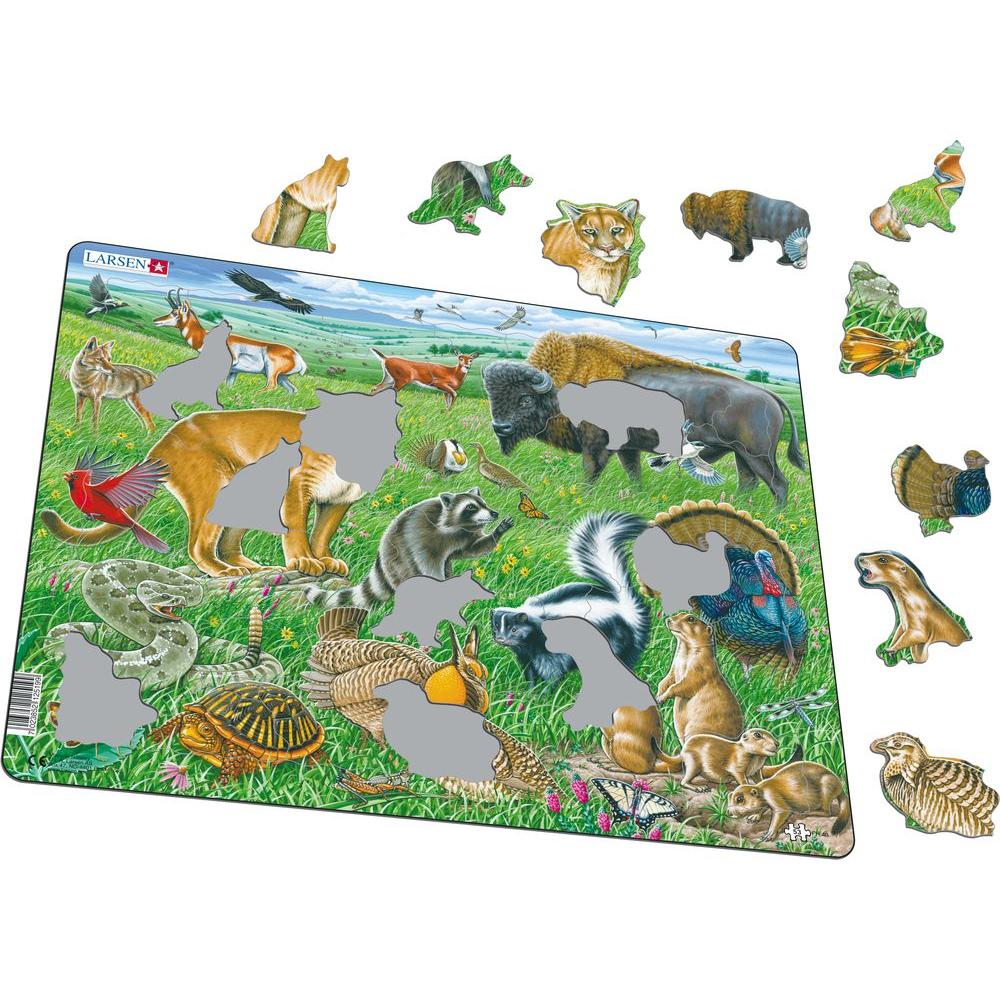 American Prairie Animals 53 Piece Tray Jigsaw Puzzle Larsen