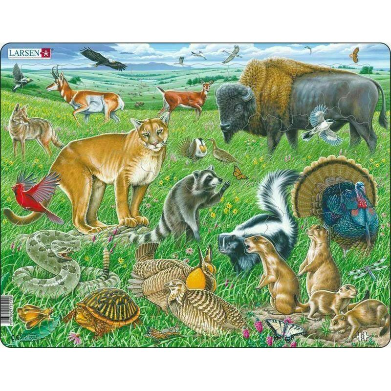 American Prairie Animals 53 Piece Tray Jigsaw Puzzle Larsen