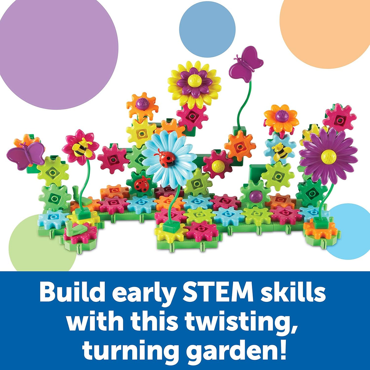Blooming Garden Gear Builder STEM Construction Set 116 Piece Flower Building Toy for Kids Ages 4+ Creative Engineering Learning Kit