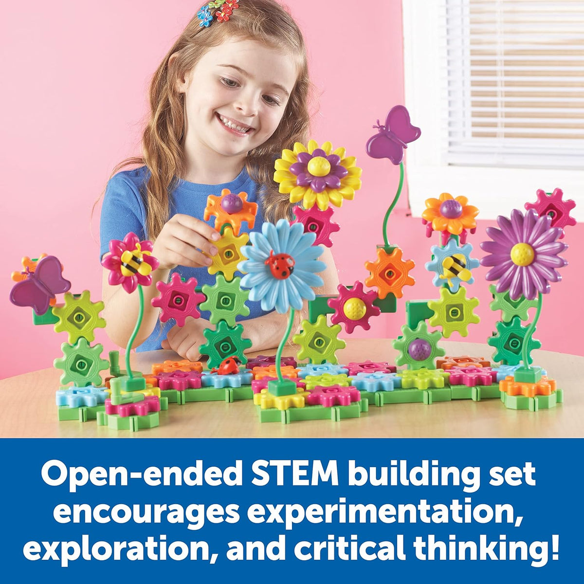 Blooming Garden Gear Builder STEM Construction Set 116 Piece Flower Building Toy for Kids Ages 4+ Creative Engineering Learning Kit