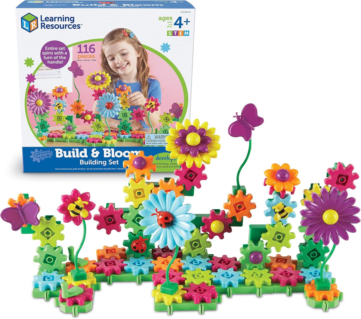 Blooming Garden Gear Builder STEM Construction Set 116 Piece Flower Building Toy for Kids Ages 4+ Creative Engineering Learning Kit