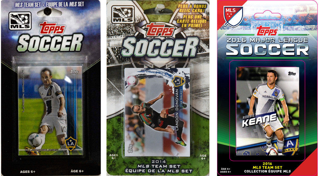 MLS Los Angeles Galaxy 3 Different Licensed Trading Card Team Sets