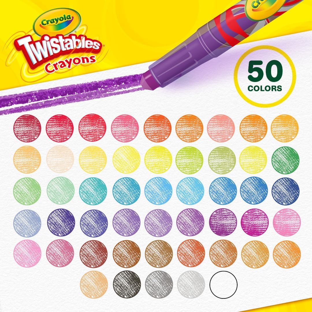 Twist Color Create Mini Crayons for Kids Ages 3+ 50 Pack