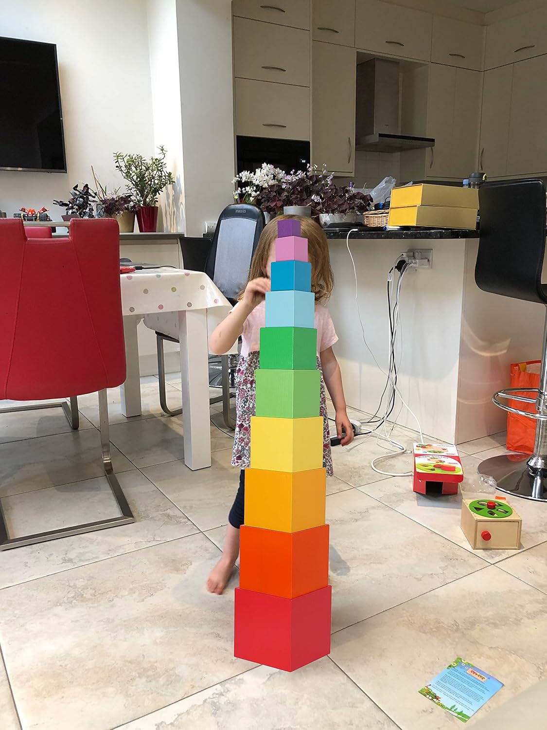 Rainbow Stacking Boxes Montessori Toy for Toddlers Ages 2+