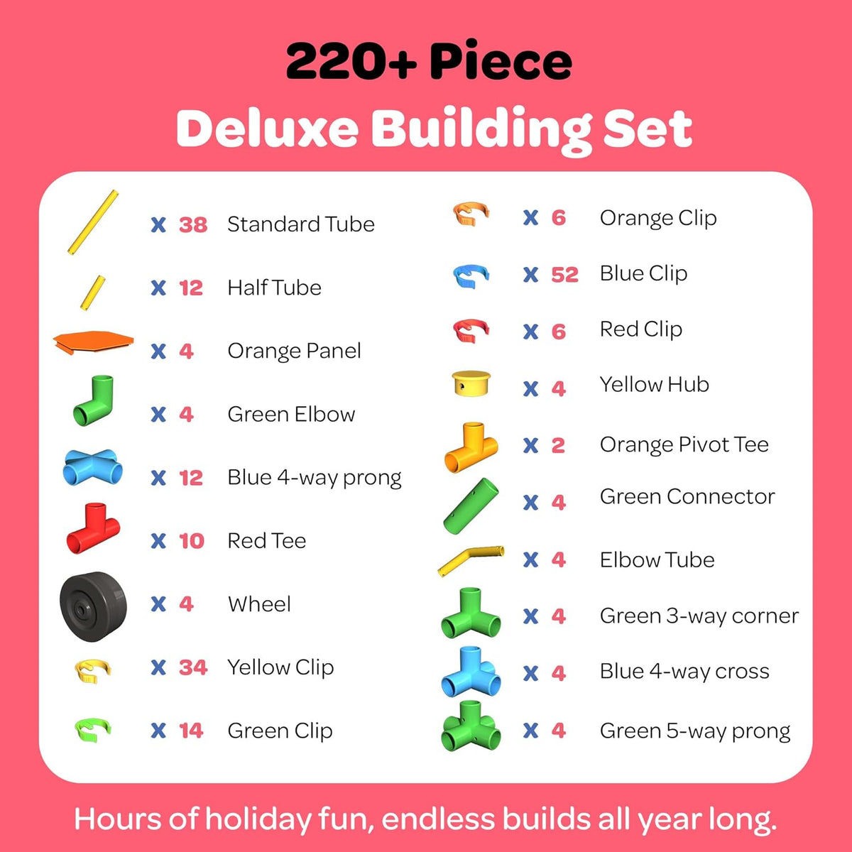 Build Dream Forts STEM Life Size Construction Set with 220 Pieces