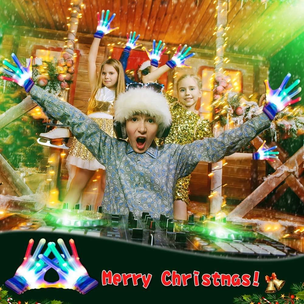 LED Finger Gloves for Kids with 6 Flashing Light Modes for Dance Costume and Party Fun