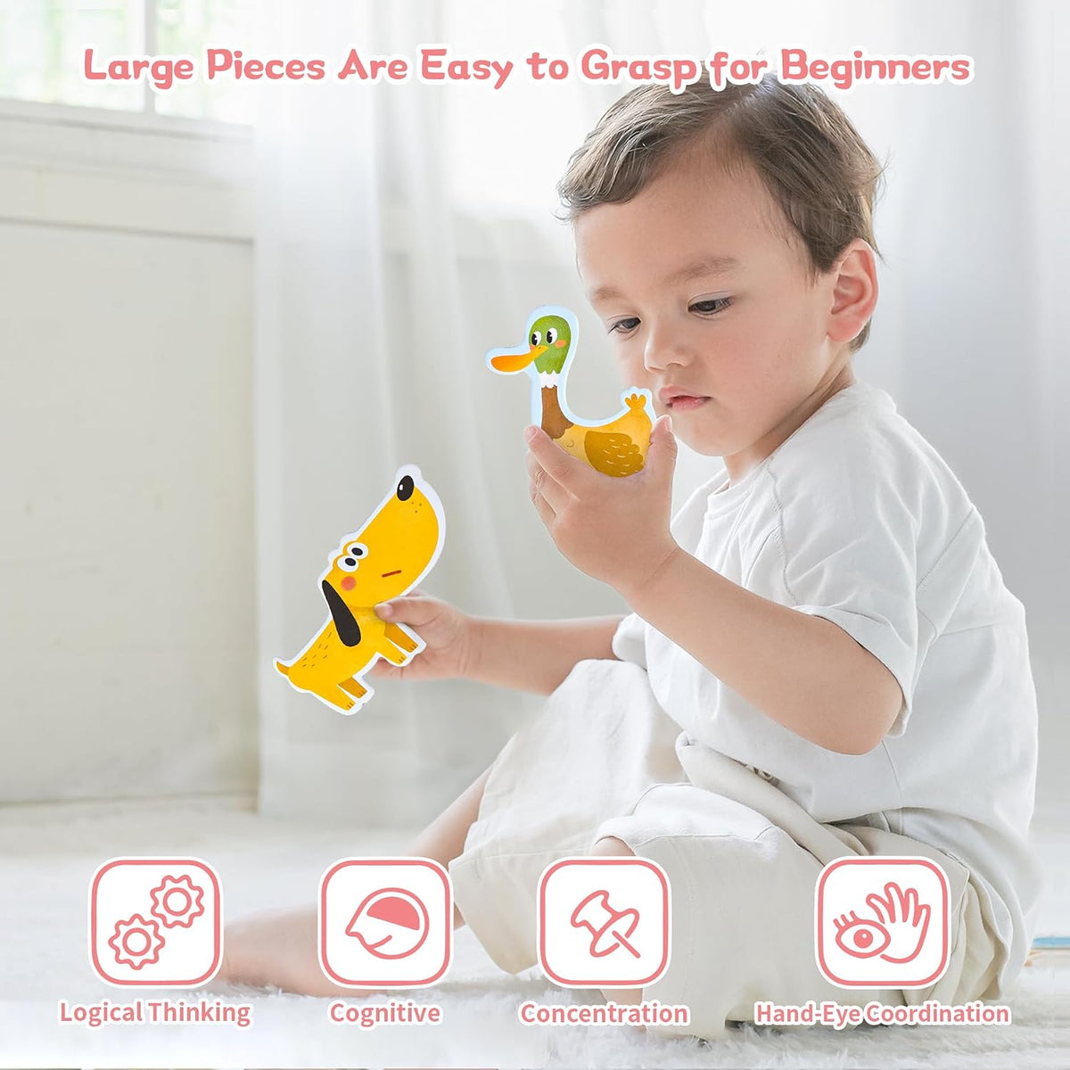 Happy Farm Friends First Puzzle Adventure Giant Learning Jigsaw Set for Curious Toddlers