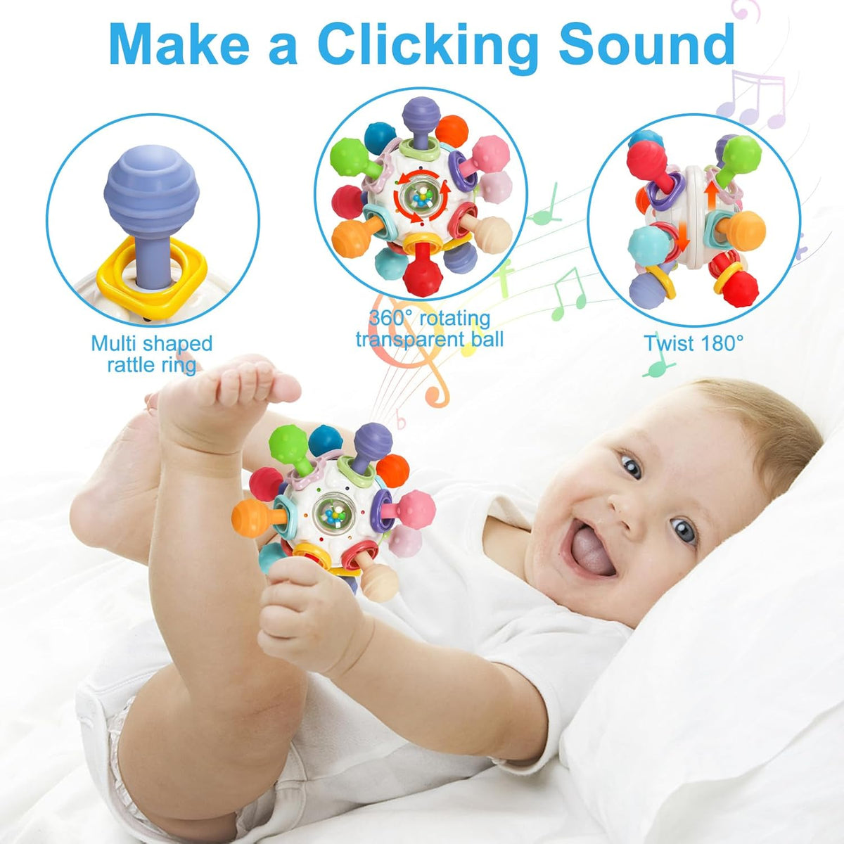 Montessori Sensory Teething Toy for Babies - Tiny Hands Big Discoveries :)