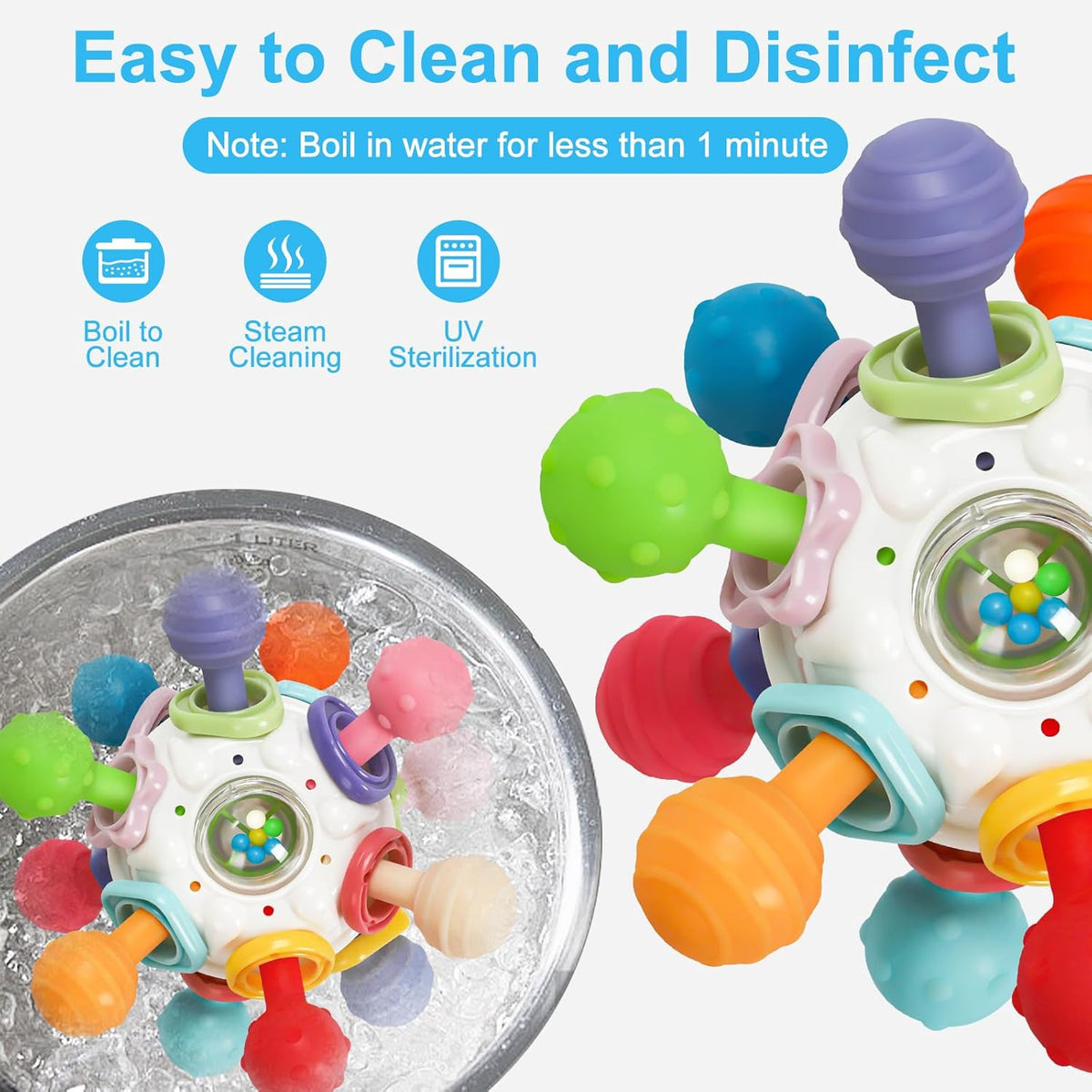 Montessori Sensory Teething Toy for Babies - Tiny Hands Big Discoveries :)