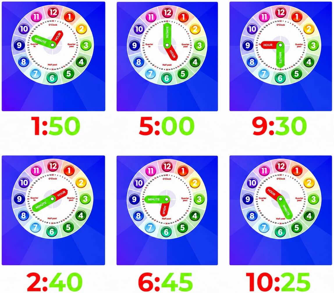 Tick Tock Learn Wooden Teaching Clock for Kids Ages 4+