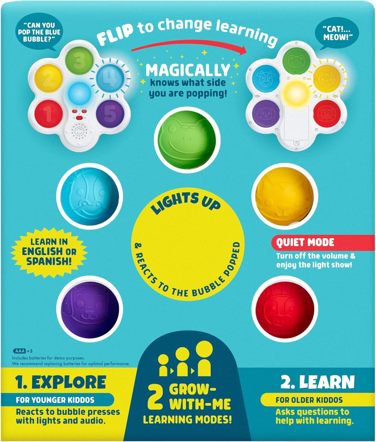 Pop and Learn Sensory Adventure Toy with Lights Sounds and Bilingual Learning