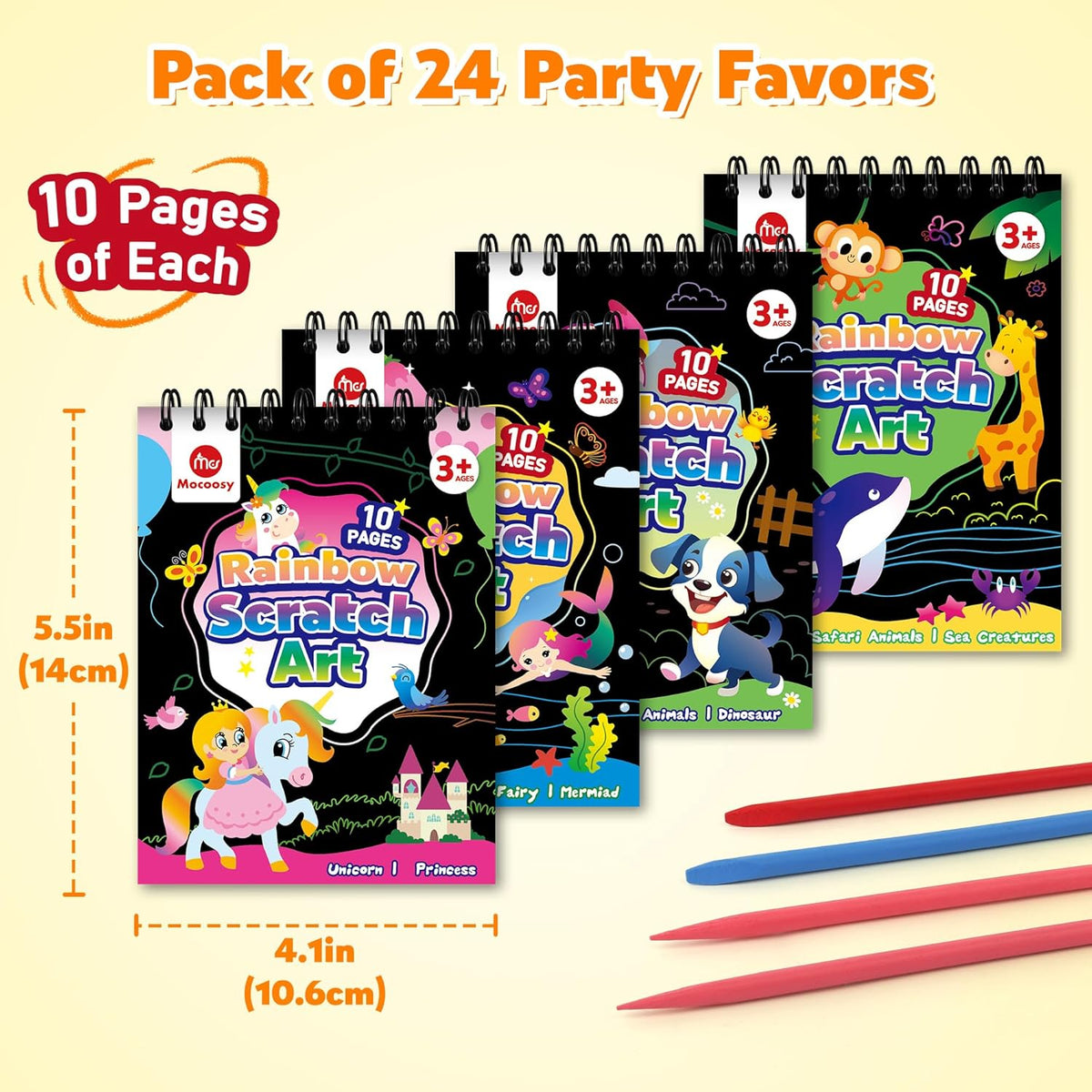 Scratch and Create Rainbow Art Notebooks Party Pack