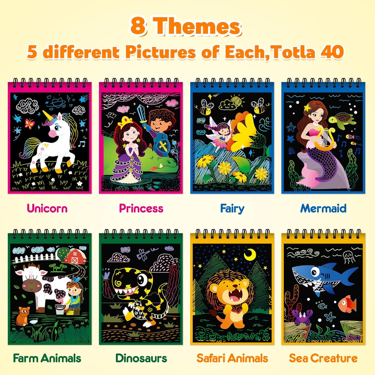 Scratch and Create Rainbow Art Notebooks Party Pack