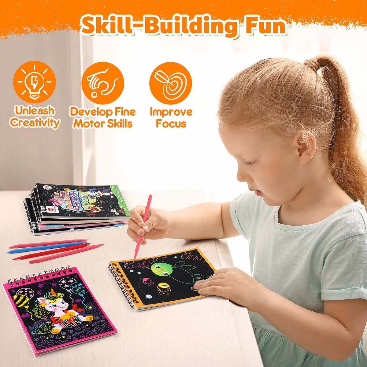 Scratch and Create Rainbow Art Notebooks Party Pack