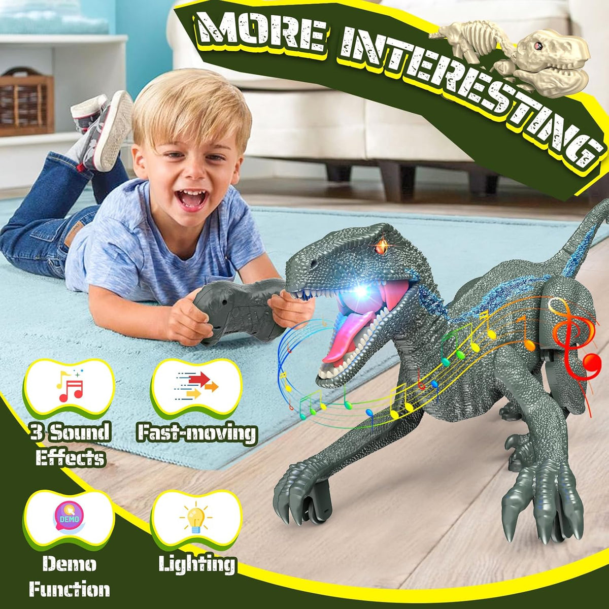 Roar Into Adventure Remote Control Dinosaur Robot Toy with Lights and Sounds