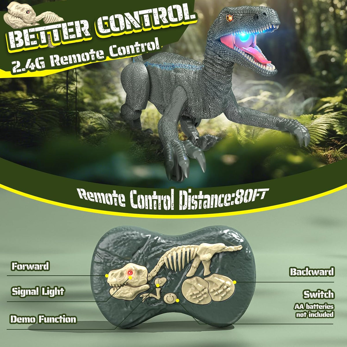 Roar Into Adventure Remote Control Dinosaur Robot Toy with Lights and Sounds