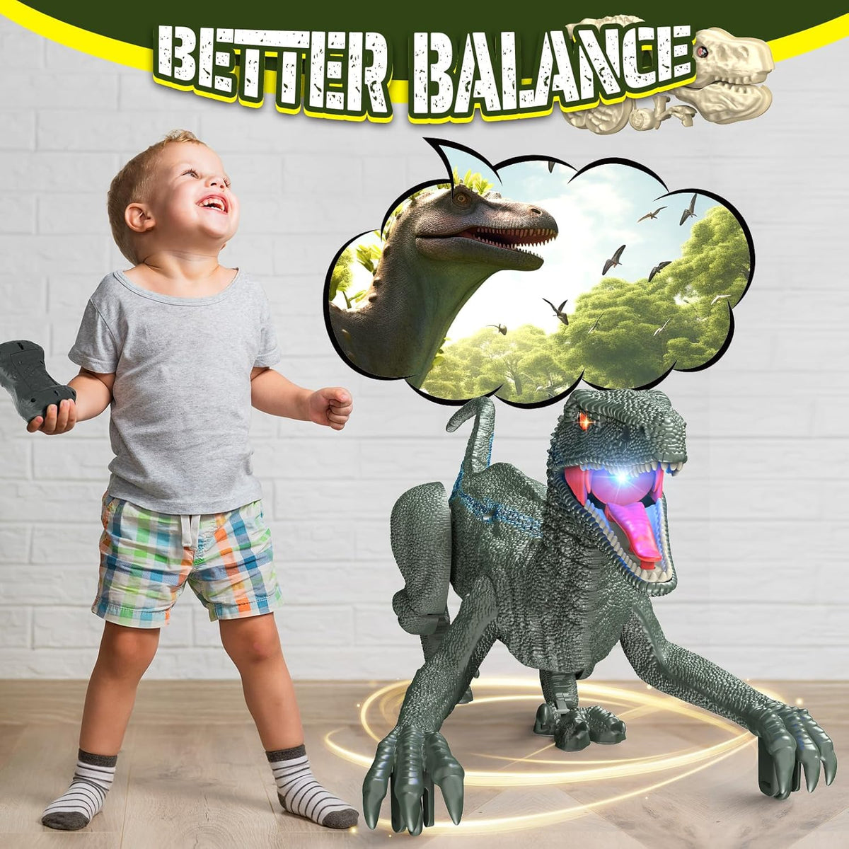 Roar Into Adventure Remote Control Dinosaur Robot Toy with Lights and Sounds