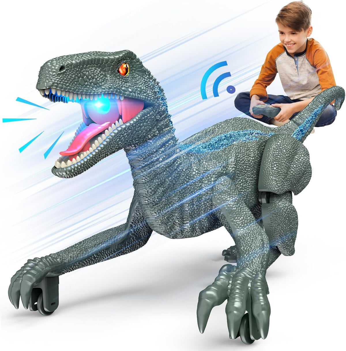 Roar Into Adventure Remote Control Dinosaur Robot Toy with Lights and Sounds