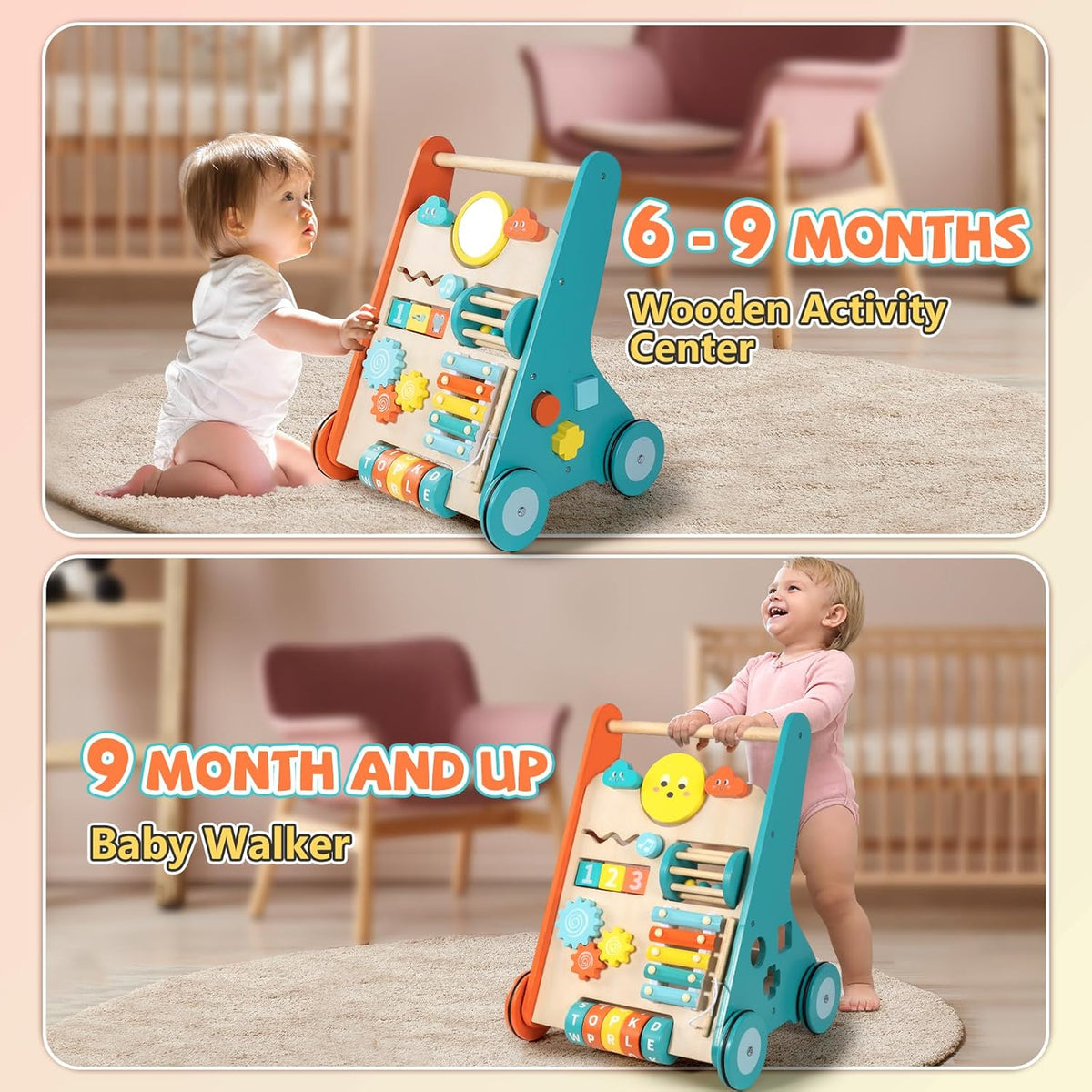 My First Wooden Activity Walker for Happy First Steps and Early Learning