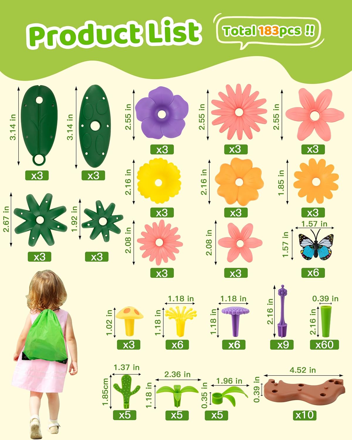 Bloom & Build Flower Garden STEM Adventure 183 Piece Creative Building Set for Kids Ages 3 to 8