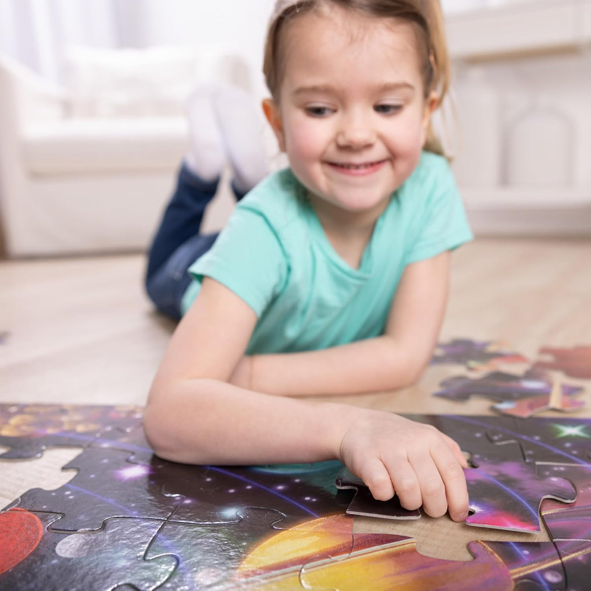 Piece Together the Solar System Jumbo Floor Puzzle for Kids Ages 3+