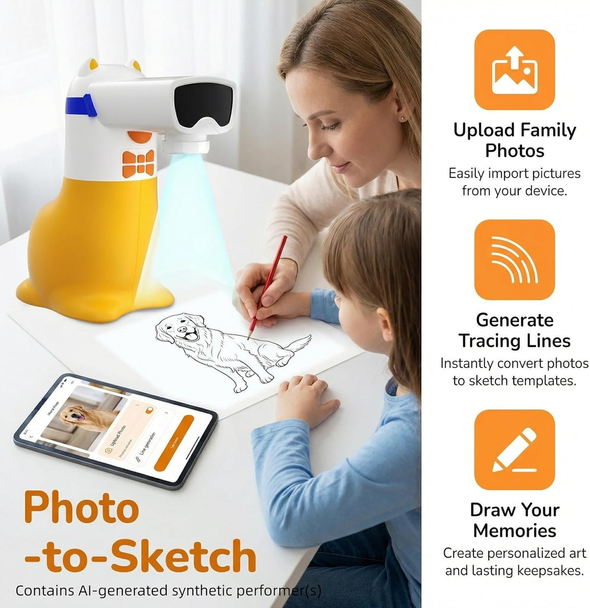 AI Drawing Projector for Kids Ages 5–12 Learn to Draw & Trace