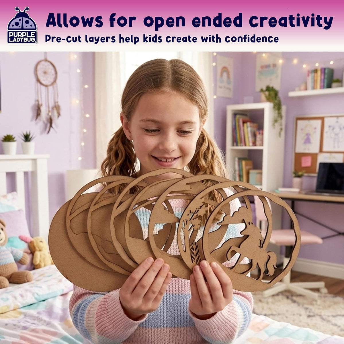 Create Your Own Magical Unicorn 3D Painting Kit for Kids Ages 6+ Wooden Arts and Crafts DIY Unicorn Decor Set