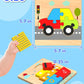 Little Wheels Puzzle Adventure, 6 Pack Wooden Vehicle Puzzles for Toddlers Ages 1+