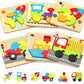 Little Wheels Puzzle Adventure, 6 Pack Wooden Vehicle Puzzles for Toddlers Ages 1+