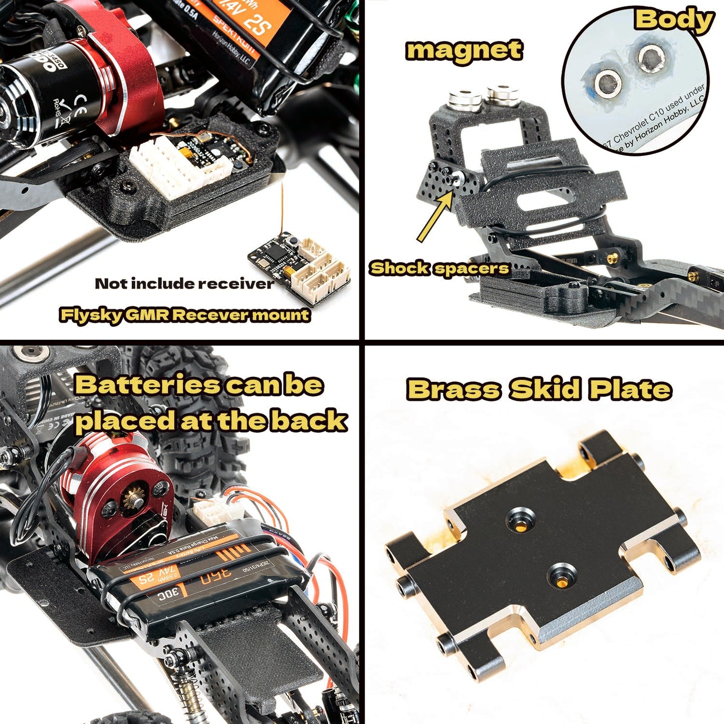 RampCrab Carbon Fiber Chassis Kit for SCX24, 7 Angled Skid, LCG Chassis Kit for Axial SCX24 C10, JLU, Bronco, Deadbolt