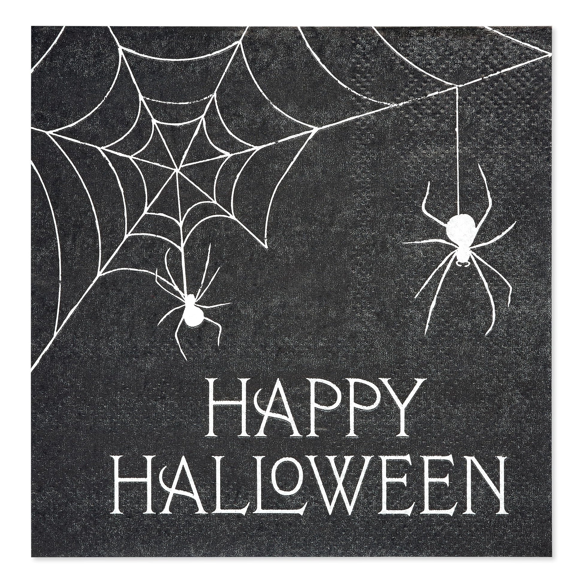 American Greetings 50-Count 5 In. X 5 In. Beverage Napkins, Spiderweb Halloween Party Supplies