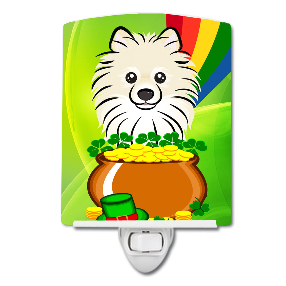 Carolines Treasures Pomeranian St. Patricks Day Ceramic Night Light, 6x4, Multicolor