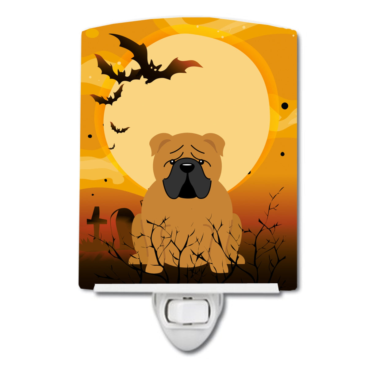 Carolines Treasures Halloween English Bulldog Red Ceramic Night Light, 6x4, Multicolor