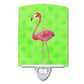 Carolines Treasures Flamingo Green Polkadot Ceramic Night Light, 6x4, Multicolor