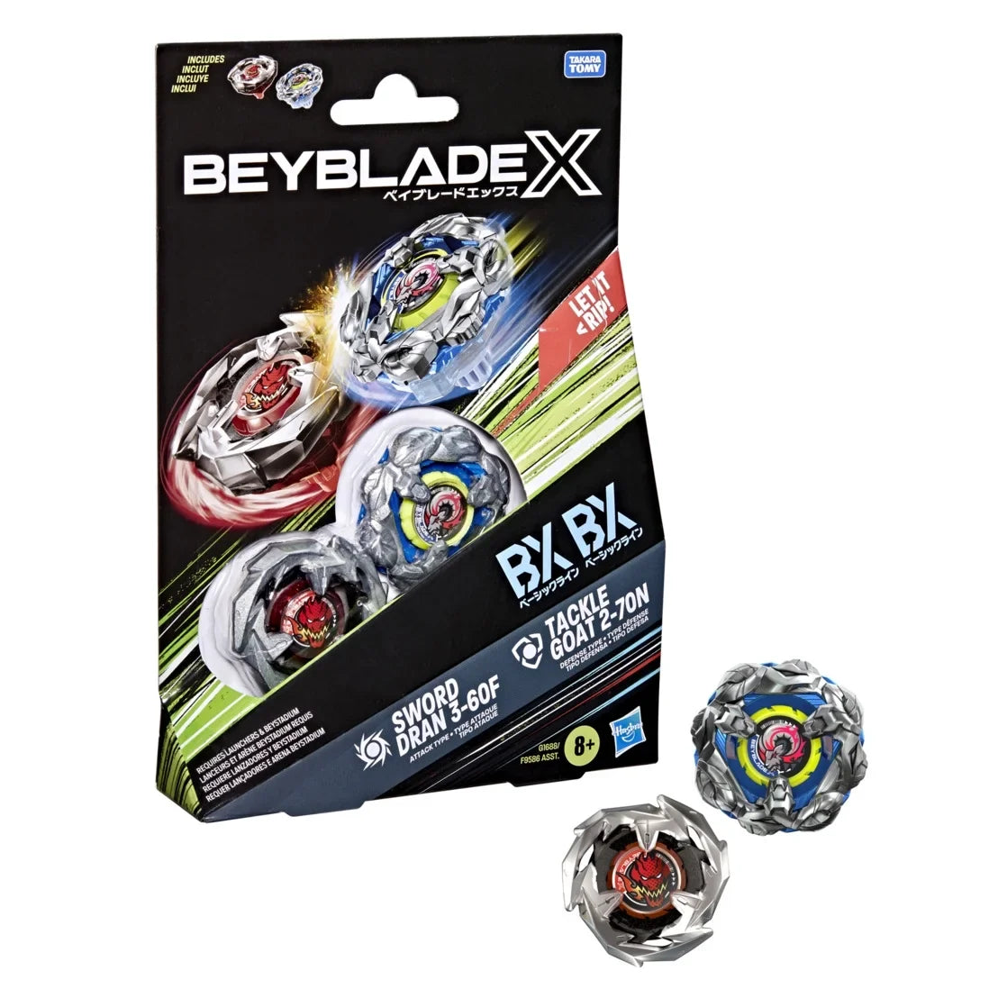 Beyblade X Tackle Goat 2-70N & Sword Dran 3-60F Dual Battling Top Pack Set