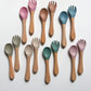 Silicone and Wooden Spoon & Fork Set