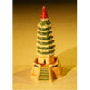 Bonsai Boy E2852 3 In Glazed Ceramic Pagoda Figurine, Red, Green & Orange