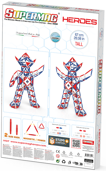 Tinamiri Supermag - Heroes Baby 460 - Magnetic Building Set, Educational construction fun, 460 piece set, Magnet Toys, 0170
