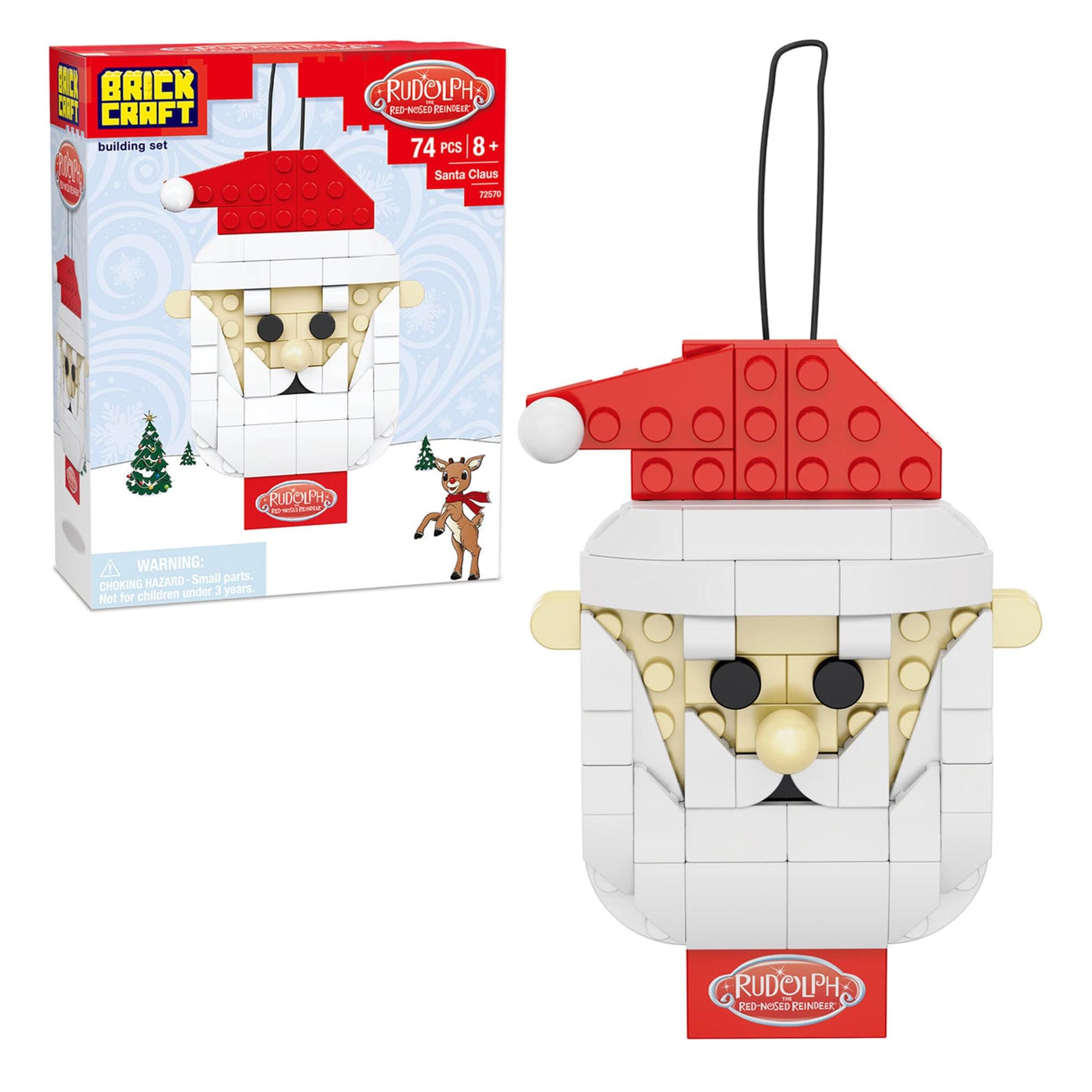 Rudolph The Red-Nosed Reindeer Santa Ornament 77-Piece Brickcraft Building Set