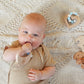 Silicone Bead Teether with Organic Cotton Bag - Heart with Blue Beads | Made in the USA 🇺🇸