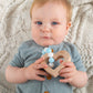 Silicone Bead Teether with Organic Cotton Bag - Heart with Blue Beads | Made in the USA 🇺🇸