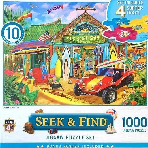 Beach Time Fun "Seek & Find" 1000 Piece Jigsaw Puzzle (with Sorting Trays) MasterPieces